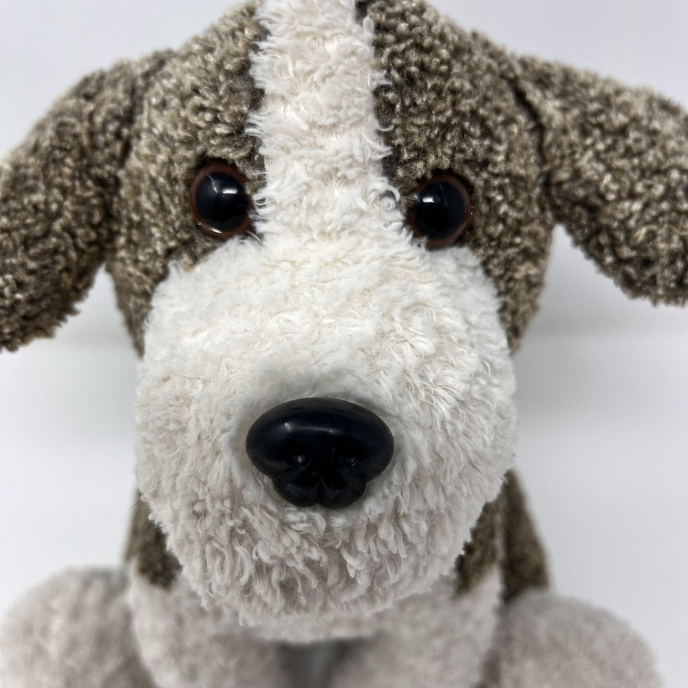 Puppy Dog Plush Stuffed Animal 10" White & Brown Dan Dee Stuffie Super Soft EUC